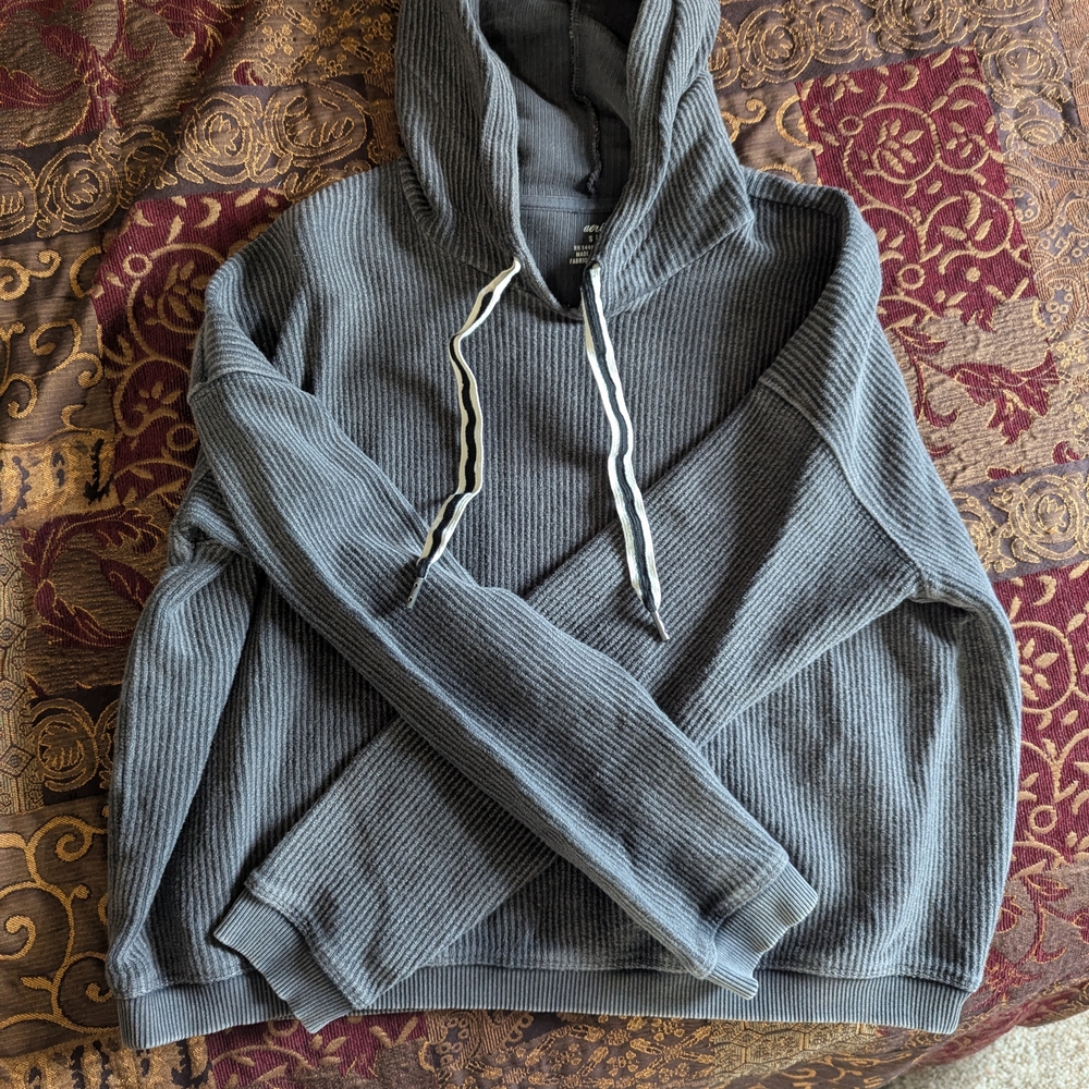 Aerie Gray Ribbed Hoodie